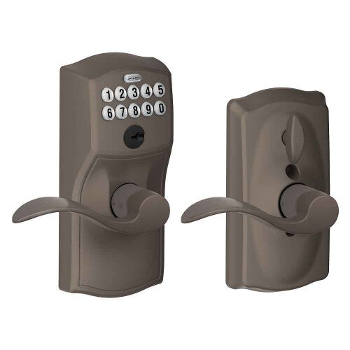 Schlage Keypad Lever with Camelot Trim and Accent Lever with Flex Lock - Oil Rubbed Bronze
