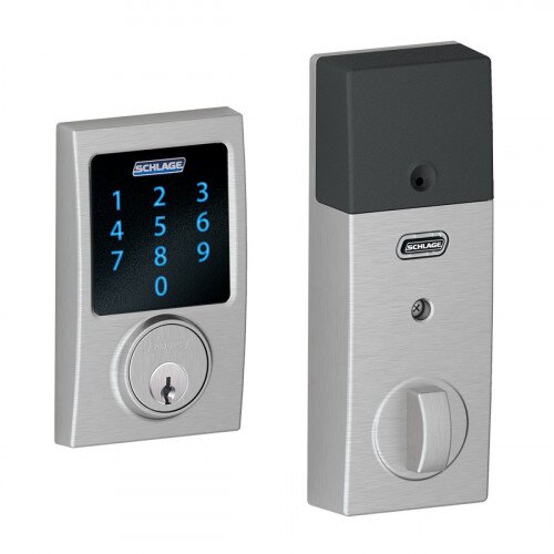 Schlage Connect Touchscreen Deadbolt with Alarm with Century Trim - Satin Chrome
