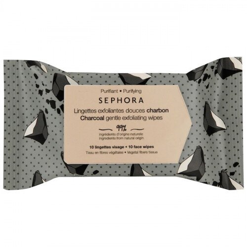 SEPHORA COLLECTION Clean Cleansing & Gentle Exfoliating Wipes - Mini - Charcoal - Purifying and Gentle Exfoliating