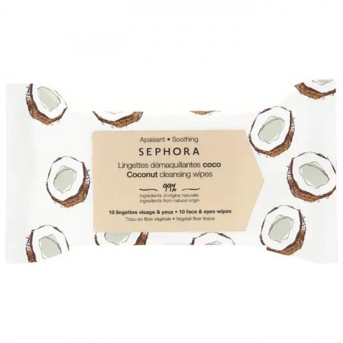 SEPHORA COLLECTION Clean Cleansing & Gentle Exfoliating Wipes - Mini - Coconut - Soothing and Cleansing