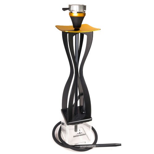 Shishabucks Cloud One + Sky Bowl + Stratus - Black Base - Gold Tray - Gold Bowl - Mini (10-15g)