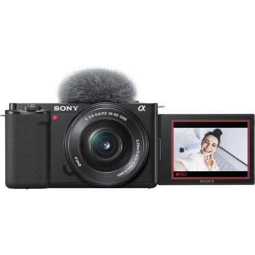 Sony Alpha ZV-E10 APS-C Mirrorless Interchangeable Lens Vlog Camera - Body + 16-50mm Zoom Lens - Black