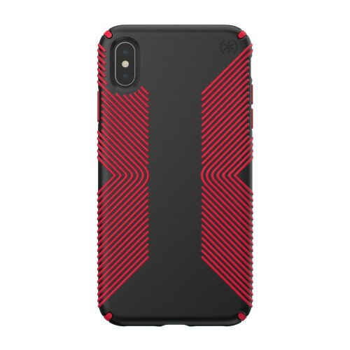 Speck Presidio Grip iPhone XS Max Case - Black/Dark Poppy Red