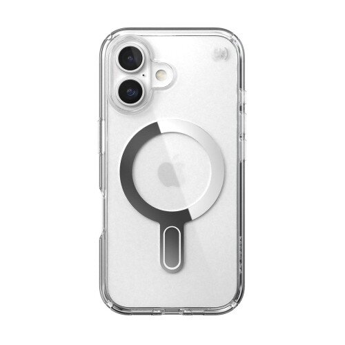 Speck Presidio Perfect-Clear MagSafe with ClickLock Case for iPhone 16 - Clear/Chrome