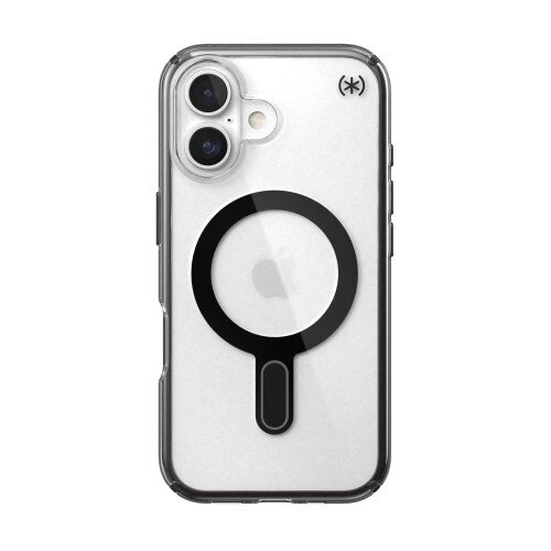 Speck Presidio Perfect-Clear MagSafe with ClickLock Case for iPhone 16 - Clear/Frosted Black