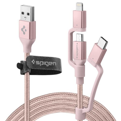 Spigen DuraSync 3-in-1 Charger Cable - Rose Gold