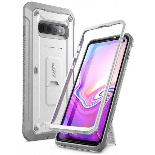 SUPCASE Galaxy S10 Unicorn Beetle Pro Full-Body Rugged Holster Case - White