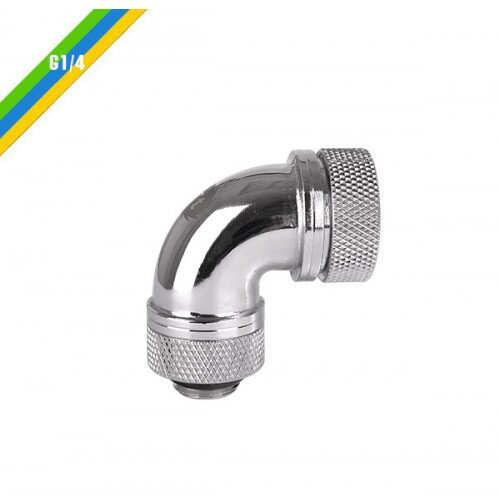 Thermaltake Pacific G14 PETG Tube 90-Degree Compression 16mm OD - Chrome
