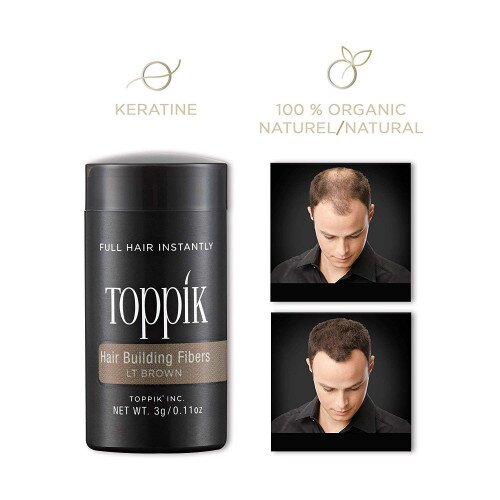 Toppik Hair Building Fibers Makes Fine Hair Look Completely Thick & Full - Travel - Light Brown