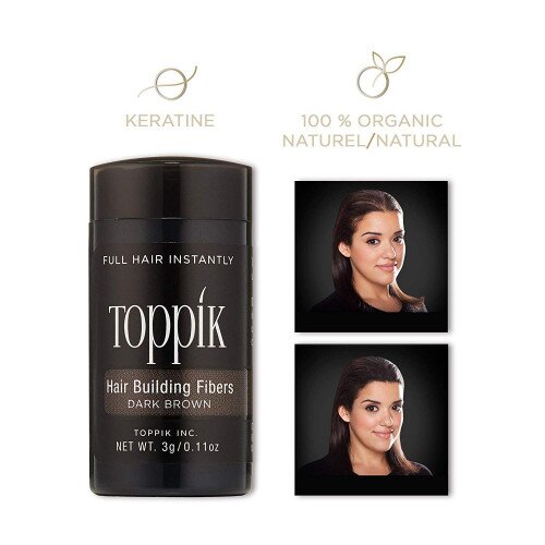 Toppik Hair Building Fibers Makes Fine Hair Look Completely Thick & Full - Travel - Dark Brown