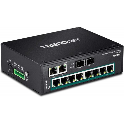TRENDnet 10-Port Industrial Gigabit PoE+ DIN-Rail Switch