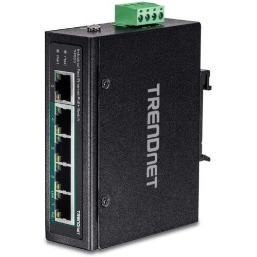 TRENDnet 5-Port Industrial Fast Ethernet PoE+ DIN-Rail Switch