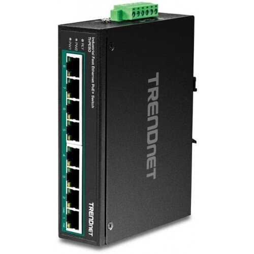 TRENDnet 8-Port Industrial Fast Ethernet PoE+ DIN-Rail Switch