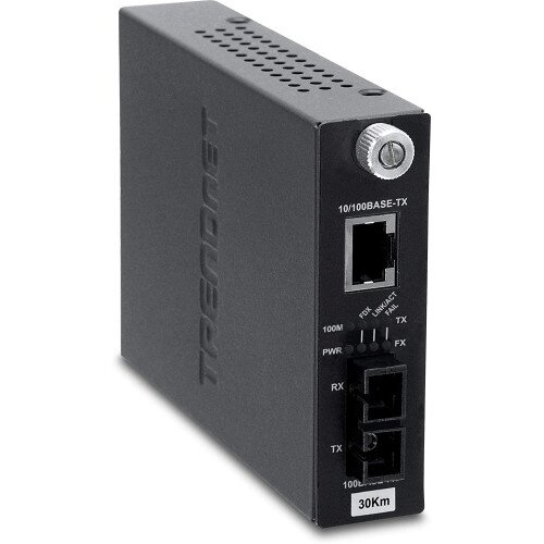 TRENDnet Intelligent 1000Base-T to 1000Base-LX Single-Mode SC Fiber Converter (20km/12.4miles)