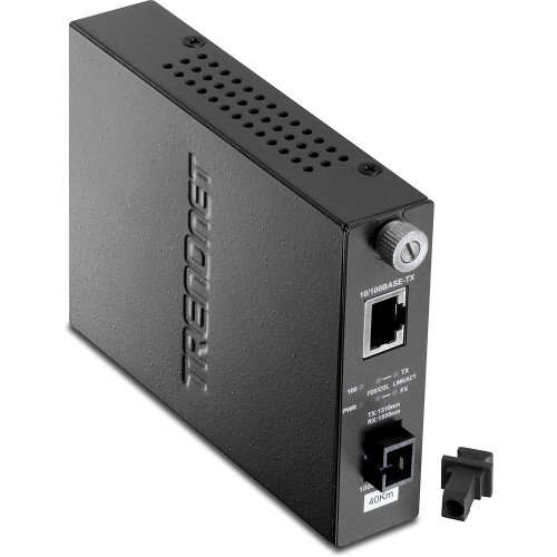 TRENDnet Intelligent 100Base-TX to 100Base-FX Dual Wavelength Single Mode SC Fiber Converter (40 km / 24.9 miles)