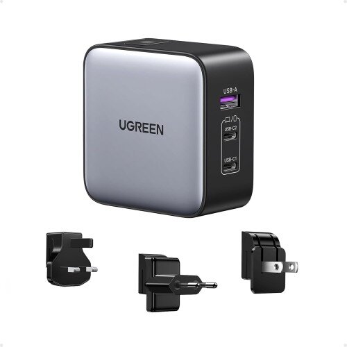 Ugreen Nexode 65W 3-Port Travel Charger with US/UK/EU Plug