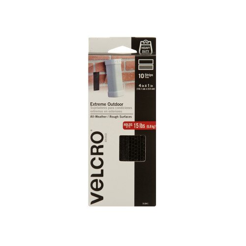 VELCRO Brand Extreme Outdoor fastener - 4in x 1in Set of 10 - Strips - Black