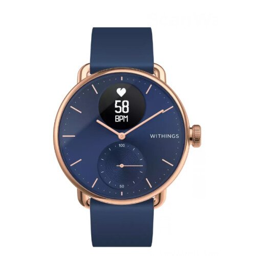 Withings Scanwatch Hybrid Smartwatch - 38mm - Blue - Rose Gold