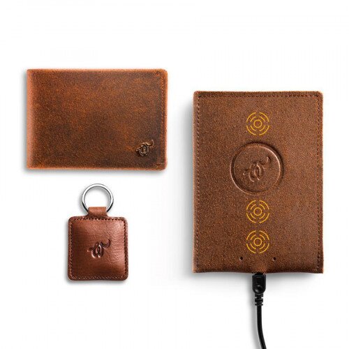 Woolet Classic 2.0 with matching Charging Pad and Woolet Tracker - Brown