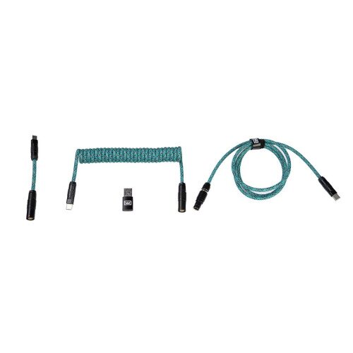 Wooting Detachable USB-C Coiled/Straight Cable Set - Cyber Teal