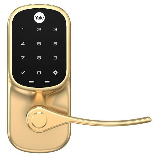 Yale Assure Lock With Bluetooth Connected by August Touchscreen Lever - Polished Brass