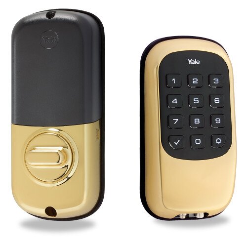 Yale YRD110 Push Button Deadbolt B1L with Z-Wave - Polished Brass