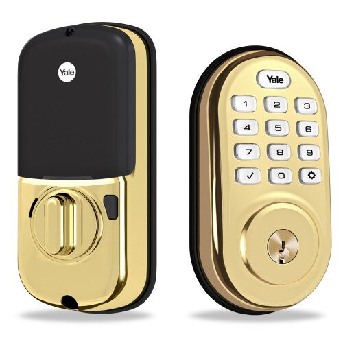 Yale YRD216 Assure Lock Pushbutton Deadbolt - Polished Brass