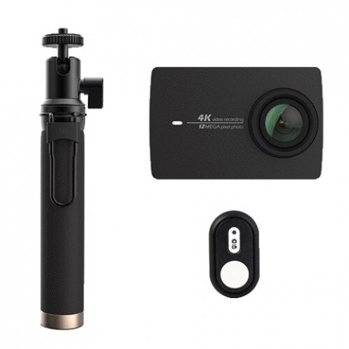 YI 4K Action Camera With Selfie Stick + Bluetooth Remote - Black