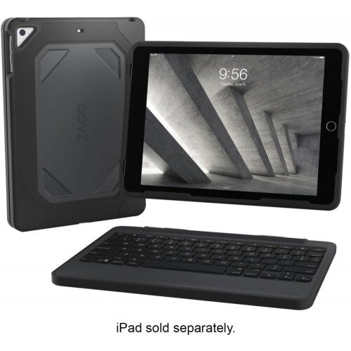ZAGG Rugged Book Durable Magnetic-Hinged Keyboard and Case for Apple 9.7-inch iPad, 9.7-inch iPad Pro, Air 2, Air