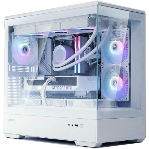 Zalman P30 mATX Panoramic Glass Mini-Tower PC Case - White