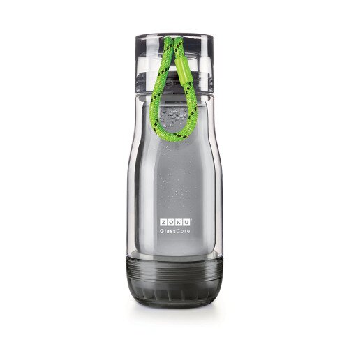 Zoku 16oz Grey Glass Core Bottle - Green