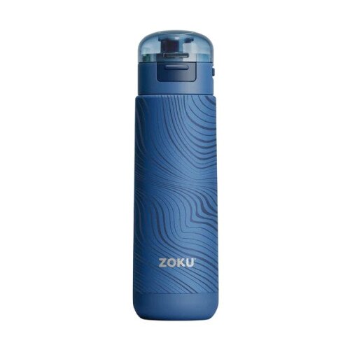 Zoku 18oz Stainless Steel Sports Bottle - Blue Wavy