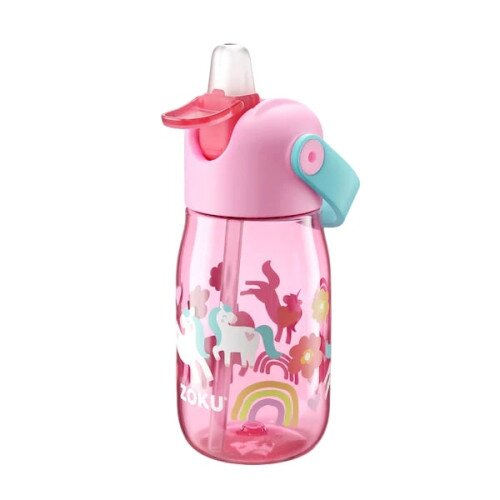 Zoku Kids Flip Straw Bottle - Pink Unicorn