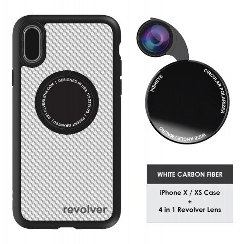 Ztylus Revolver M Series Lens Kit Carbon Fiber for iPhone X / XS - 4 in 1 Lens - White