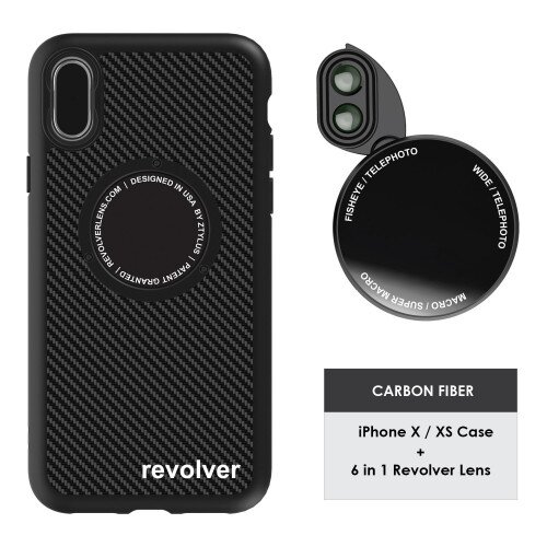 Ztylus Revolver M Series Lens Kit Carbon Fiber for iPhone X / XS - 6 in 1 Lens - Black