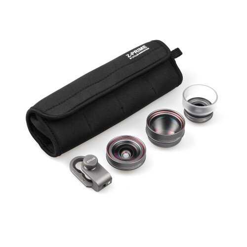 Ztylus Z-Prime Universal MK II 3 + 1 Lens Kit (Telephoto, Wide angle And Macro Lens + Lens Adapter) - MK II Kit + Lens Pouch