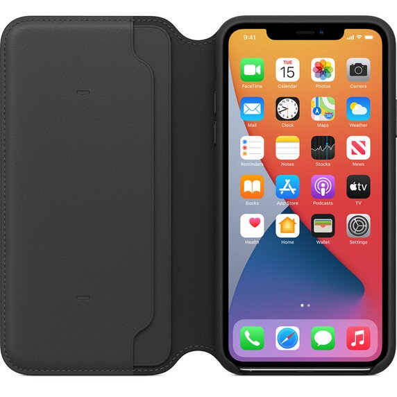 Best Buy: Apple iPhone 11 Pro Max Leather Folio Black MX082ZM/A