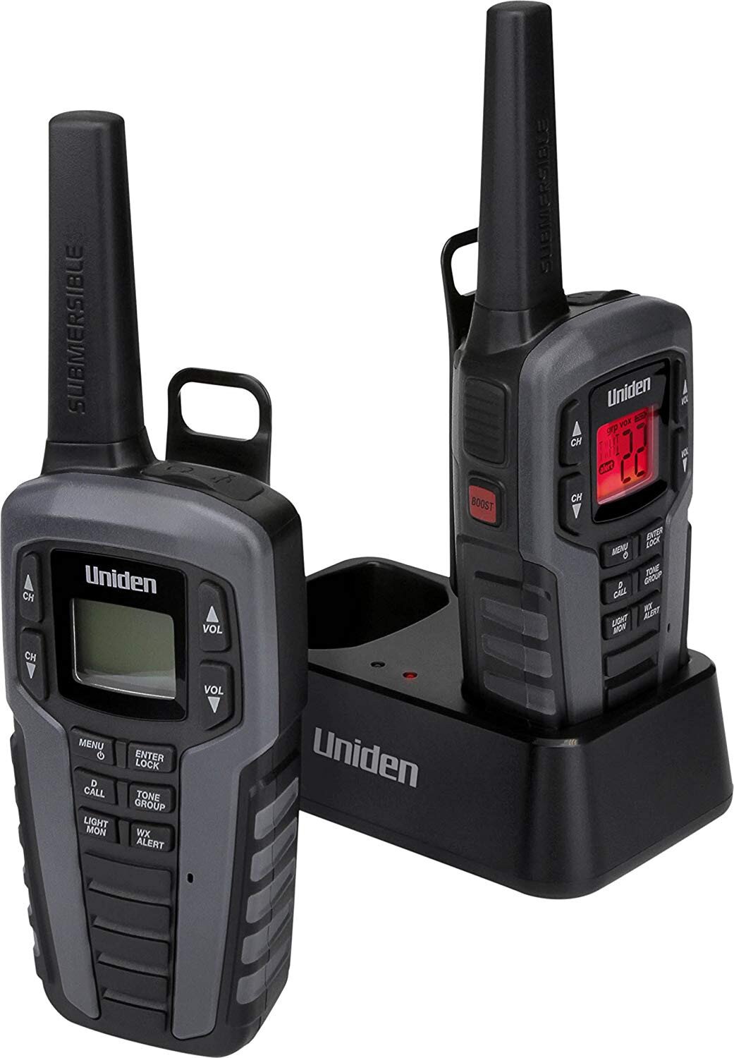 Uniden SX507-2CKHS Up to 50 Mile Range Two-Way Radio Walkie Talkies W Dual Charging Cradle, Waterproof, Floats, 22 Channels, 142 Privacy Codes, NOAA W - 1