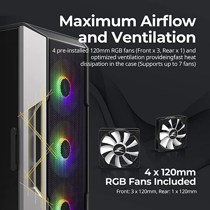 Zalman i3 Neo ATX Mid-Tower Gaming PC Case w/ Mesh Front & 4 x RGB Fan